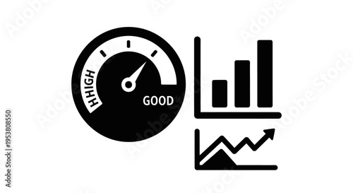 Business finance growth gauge chart icons.