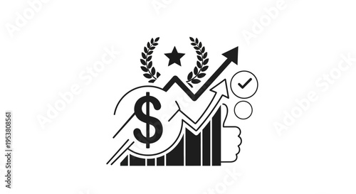 Business finance growth success icon.