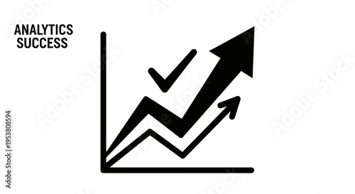 Black line graph with success arrow.