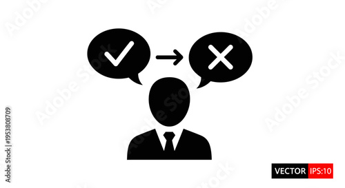 Businessman making decision with thoughts.