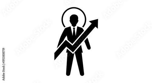 Businessman with rising arrow graph.