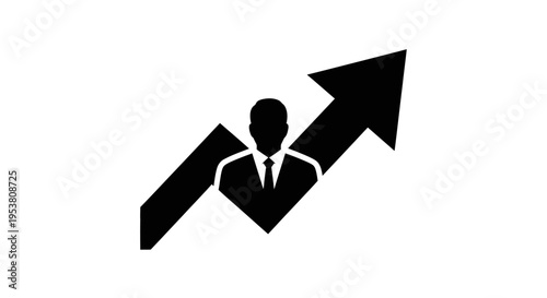 Businessman with growing success arrow.