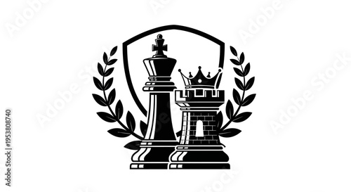 chess pieces king and rook icon.