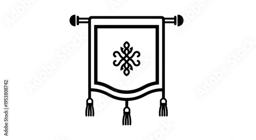 Christian cross symbol on banner.