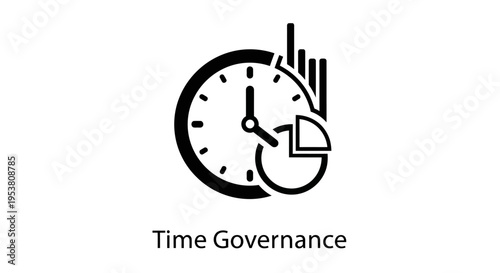 Clock with bar chart and pie.