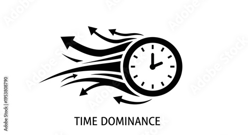 Clock with arrows time dominance concept.