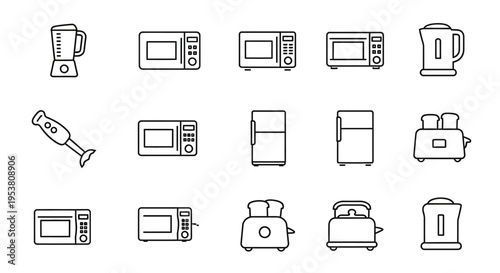 Collection of kitchen appliance icons.