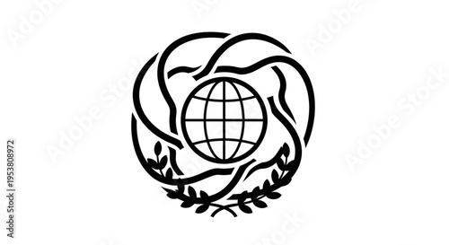 Earth globe logo with leaves.