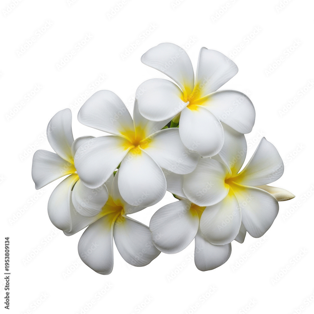 Fototapeta premium White Plumeria Flowers on Transparent Background