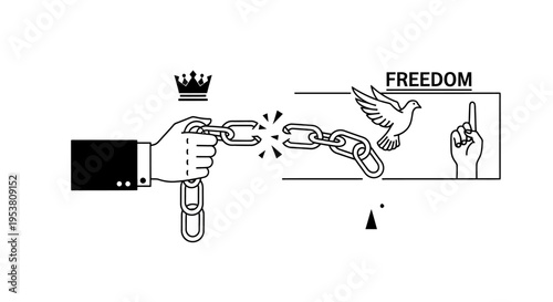 Freedom Concept With Broken Chain Link.