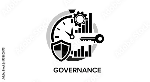 Governance concept with shield and key.