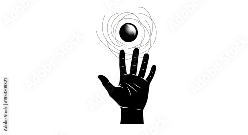 Hand with a magic floating sphere.