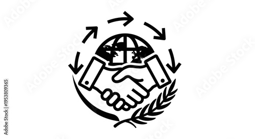 Handshake around the world partnership.