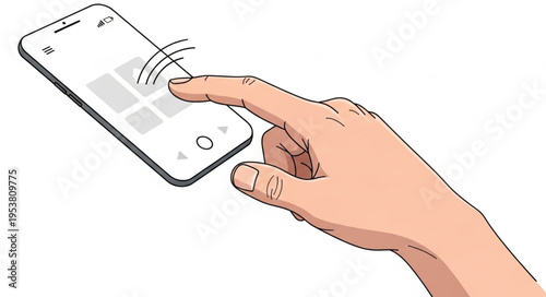 Hand Interacting with Smartphone Touchscreen Interface.