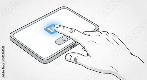 Hand Interacting with a Digital Device Interface.