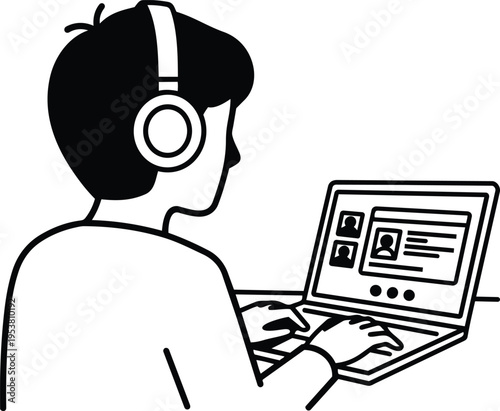 Person Attending Online Meeting with Laptop