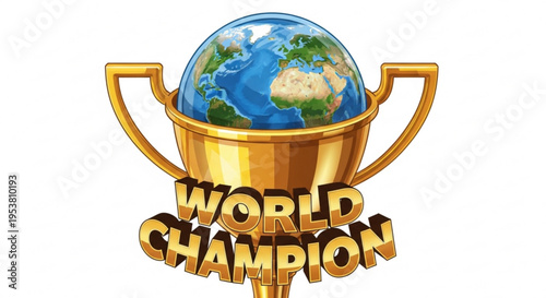 World Champion Golden Trophy with Earth Globe