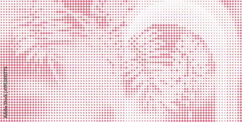 Bright Red Plus Sign Halftone Pattern Abstract Background, Vibrant Red Plus Symbol Halftone Texture Background