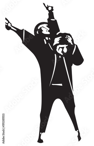 Woodcut expressionist Manic Depressive Man