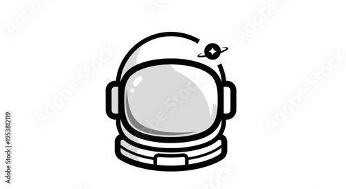 Astronaut helmet with visor and earphones.
