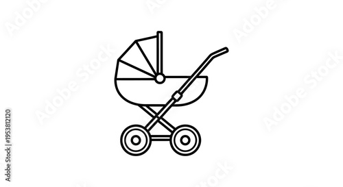 Baby Stroller With Wheels And Handle.