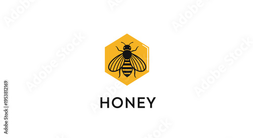 Bee on honeycomb logo graphic design.