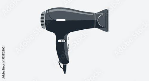 Black hair dryer with nozzle.