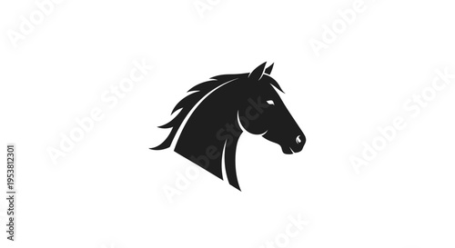 Foto Black Horse Head Silhouette Profile View.