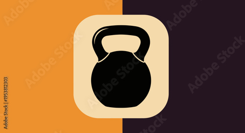 Black kettlebell fitness weight icon.