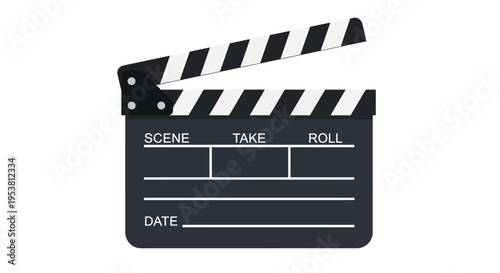 Black movie clapper board closeup.