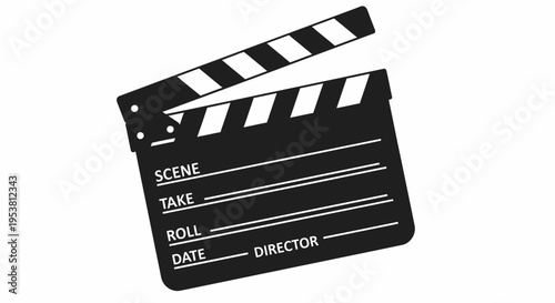 Black movie clapper board film tool.