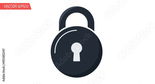 Black padlock with keyhole front view.
