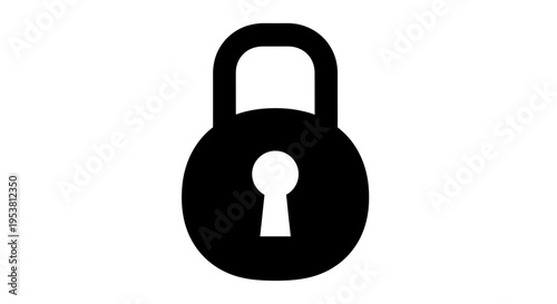 Black padlock with keyhole front view.