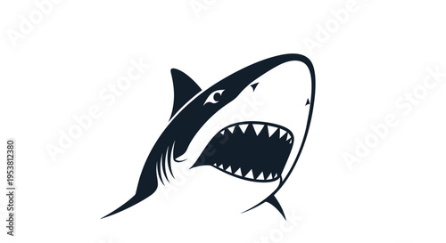 Black shark head with sharp teeth.