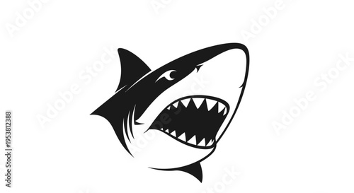 Black shark head with sharp teeth.