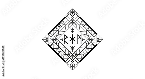 Norse Rune Symbol Diamond Geometric Pattern Ancient Norse Alphabet Symbol