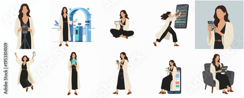 Flat Style Scientist with Equipment Doing Experiment and Observation Character Illustration