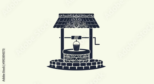 Vintage Wishing Well with Bucket and Rope, Rustic Outdoor Water Source