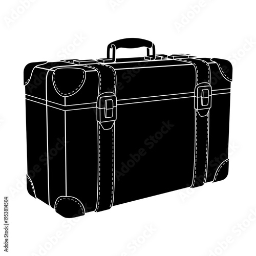 Vintage Suitcase Silhouette Black and White Travel Luggage