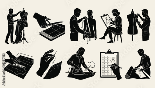 Fashion design and tailoring process silhouette collection