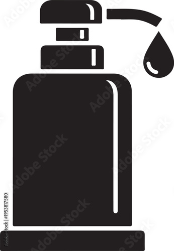 Liquid soap dispenser with pump and drop, hygiene and cleanliness product icon
