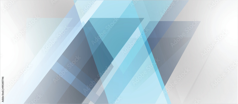 Obraz premium Abstract Geometric Background with Overlapping Transparent Blue and Gray Triangles