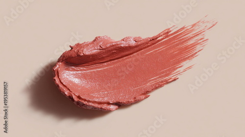 Creamy nude lipstick smear with rich texture and matte finish, perfect for beauty, cosmetics, and makeup advertising concepts