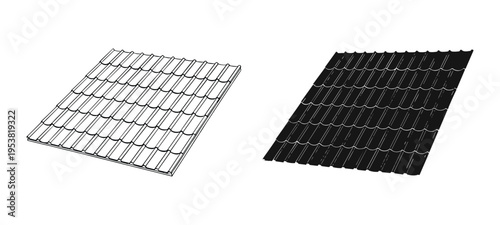 Roofing tiles vector pattern showing classic architectural house cover elements