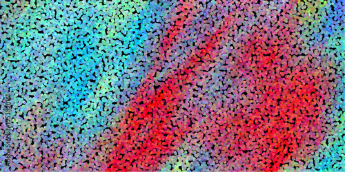 Fotografija Colorful abstract background with bright cyan and red dots on a black canvas cre