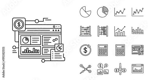 Business finance stock market icons.