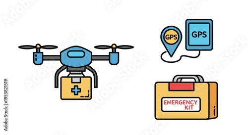 Drone Carrying Emergency Medical Kit Aerial.