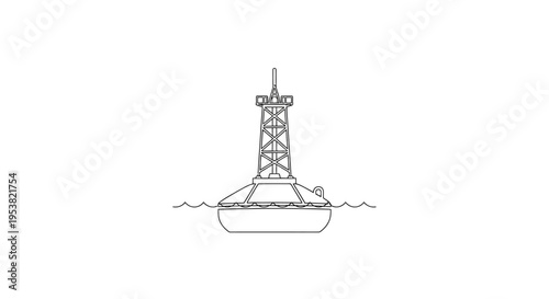 Oil Rig Platform Illustration Offshore Drilling.