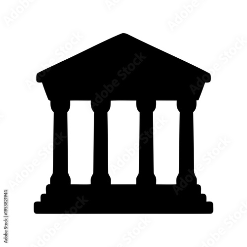 Iconic silhouette of a classical building with columns, symbolizing justice or finance Vector, illustration