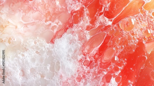 Artistic Fusion: Abstract close-up of a vibrant blend of fluid textures in striking shades, resembling a macro view of liquid merging. 